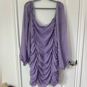 Boohoo Plus Size Ruched Front Chiffon Mini Floral Dress